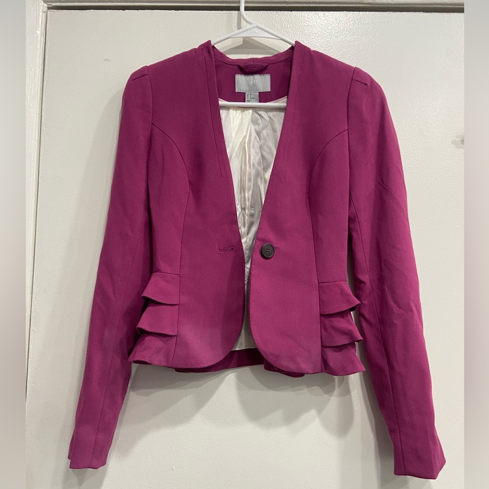 Magenta peplum blazer